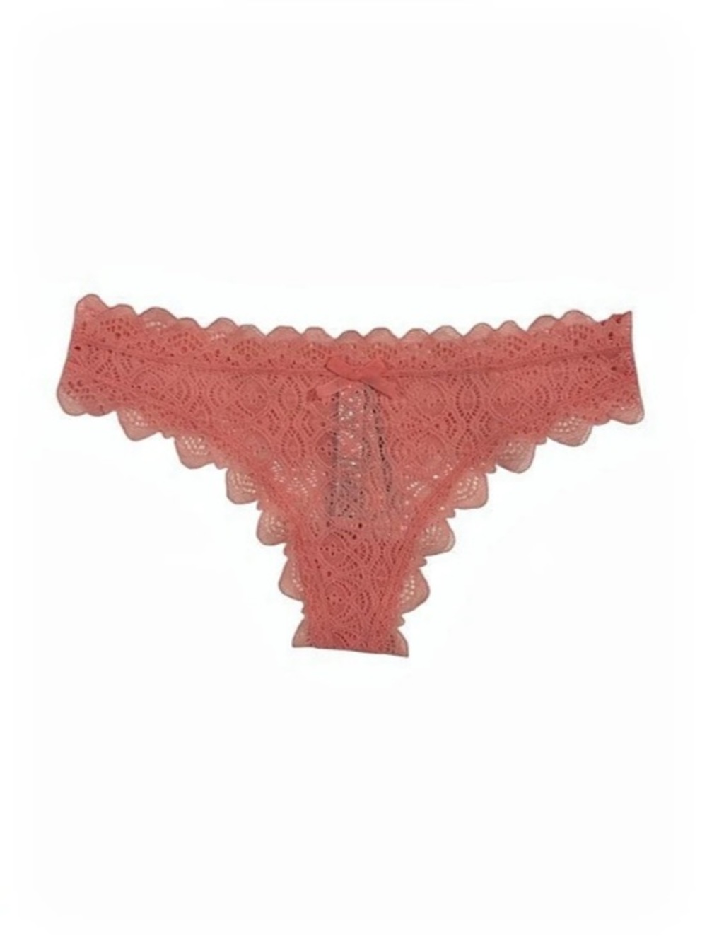 Victoria's Secret Dream Angels Bright Salmon Lace Thong Panty | XS | NWT